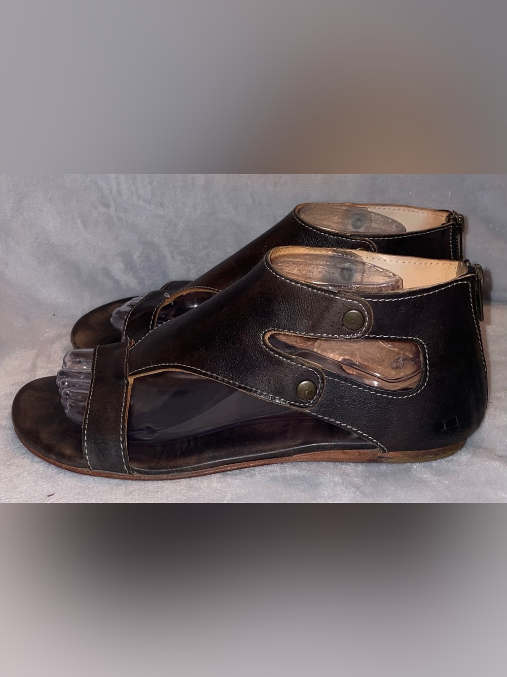 Bed Stu Women’s Size 11 Soto Brown Leather Ankle Cuff Sandals Zip Back Gladiator - Picture 3 of 11